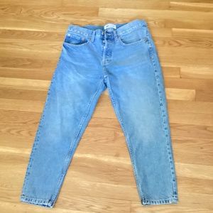 Zara High Rise Button Fly Straight Leg Jeans